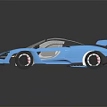 Sleek Blue Sports Racing Car With Black Accents Rear Spoiler And Modern Design