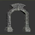 Decorative Archway With Carved Intricate Patterns And Scrollwork On Stone Base 3d model