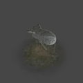 Large Vintage Airship Floating High In Clear Sky With Person Standing On Ground