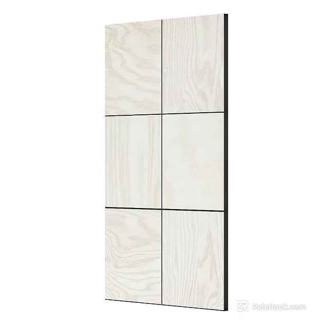Modern Wooden Panel Background Wall With Grid Design And Light Color 3d model