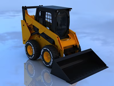 Yellow And Black Functional Vehicle With Front Bucket Large Tires And Operator Cab 3d model