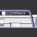 Modern Reception Desk With Curved Top Company Logo And Round Base
