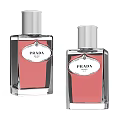 Prada Perfume Two Transparent Glass Bottles With Silver Cap And Pink Liquid