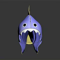 Blue Cartoon Monster Hat Design With Yellow Spikes Big Eyes And Sharp Teeth