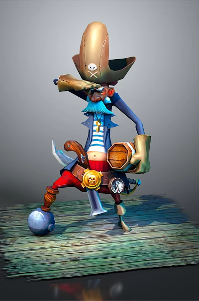 Man With Cowboy Hat Blue Hair And Gears On Red Pants Standing On Grass 3d model Man With Cowboy Hat Blue Hair And Gears On Red Pants Standing On Grass 3d model