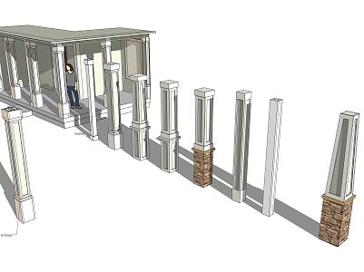 Modern Column Fashion Column Combination 3d model