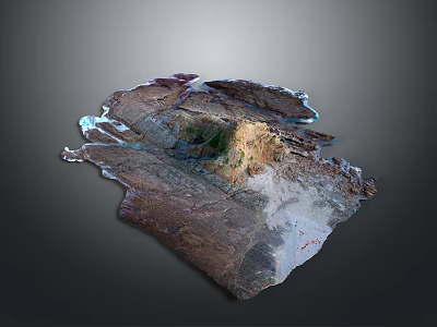 Scenic 3D Terrain Model With Mountain Ranges Water Bodies And Vegetation 3d model