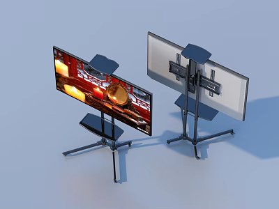 Adjustable Dual Monitor Stands With Ergonomic Design And Sturdy Base For Home Office 3d model