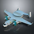 Light Blue Military Aircraft with Twin Propellers Radar Dome and Red Wing Markings