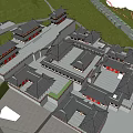Ancient Chinese Architecture With Traditional Courtyard Layout And Classic Tiled Roofs