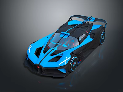 Blue and Black Spider Supercar with Streamlined Body Unique Front Design and Sporty Wheels 3d model