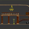 Wooden Architectural Model Featuring Columns Red Carpet Balustrade And Elevated Platform