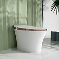 Sleek White Toilet With Modern Design Against Green Wall And Palm Leaf Shadow