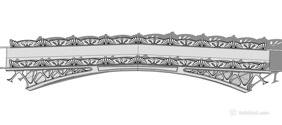 Ornate Arched Bridge Design With Intricate Decorative Patterns And Details 3d model 