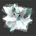 Vibrant Plant with Blue Green Feathery Leaves and Central Blue Bloom Glowing in Dark Background