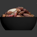 Bowl of Assorted Mixed Nuts with Various Colors Shapes and Sizes