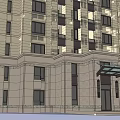 Classic Modern High Rise Building Exterior With Detailed Facade And Window Arrangement Design