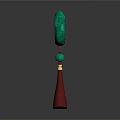 Green Jade Circular Jewelry Pendant With Small Beads Red Tassel And Golden Decoration