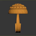 Gold Ring Featuring Intricate Carved Dome Design With Ornate Sculptural Patterns 3d model