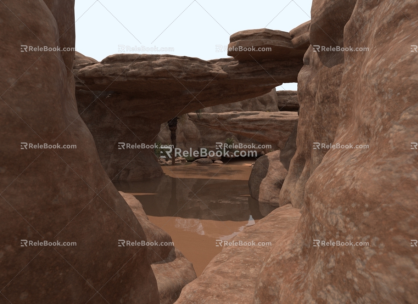 Dry valley stone bridge rock natural landscape model