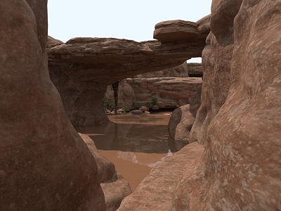 Dry valley stone bridge rock natural landscape model