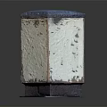 Old Weathered Square Container With Blue Top White Peeling Paint And Rust