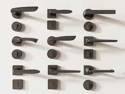 Modern Door Handles Collection With Various Stylish Designs For Home Decor 3d model