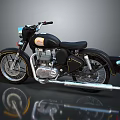 Vintage Black Motorcycle Classic Design With Chrome Exhaust And Leather Seat