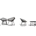 Modern Black Mesh Table And Chair Set With Metal Frame Design For Home