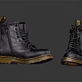 Shiny Black Leather High Top Boots With Yellow Soles And Lace Up Design
