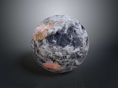 Earth Natural Landscape With Blue Oceans Green Lands And Clouds 3d model