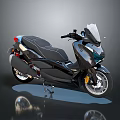 Sleek Modern Dark Colored Motorcycle With Windshield Dual Seat And Alloy Wheels