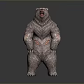 Fierce Standing Bear 3D Render With Open Mouth And Red Body Markings