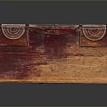 Ornate Red Traditional Wooden Dressing Table With Carved Mirror Drawers And Cabinets