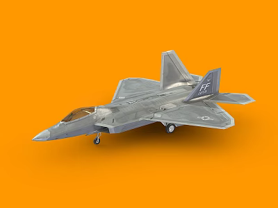 Silver Fighter Jet Model With Detailed Cockpit And Aerodynamic Wings On Vibrant Orange Background 3d model