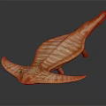 Realistic Striped Brown Flat Marine Animal Sculpture With Wide Fins Long Tail And Dark Background
