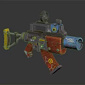 Vibrant Cartoon Style Gun With Scope Decorative Stickers And 3D Model Design