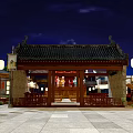 Traditional Commercial Street At Night With Traditional Architecture Lit Stalls Lotus Pond And People Walking