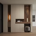 Modern Shoe Cabinet Design With Neutral Tones Wooden Accent And Decorative Vase