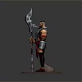 Man In Warrior Armor Holding Spear Standing On 3D Model Base 3d model