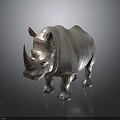 White Rhinoceros 3D Model Standing On Dark Background With Realistic Reflection 3d model