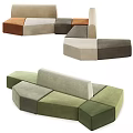 Modern Modular Sectional Sofa With Green Gray Beige And Brown Cushion Pieces For Living Room