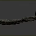 Ancient Animal Organ Fossil With Curved Jawbone And Hair Traces On Dark Background