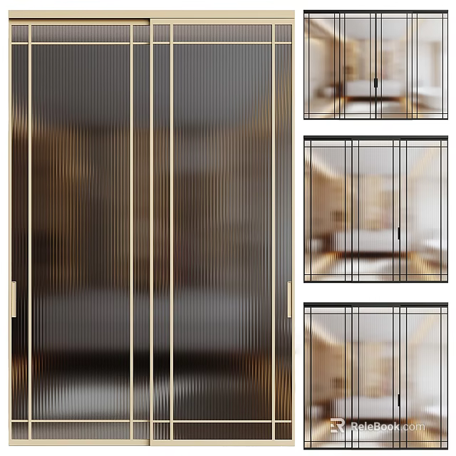 Elegant Modern Luxury Wardrobe Interior Design With Glass Doors And Gold Metal Frames 3d model 