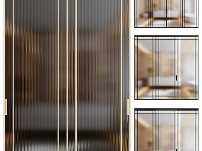 Elegant Modern Luxury Wardrobe Interior Design With Glass Doors And Gold Metal Frames 3d model