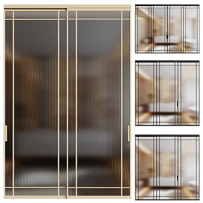 Elegant Modern Luxury Wardrobe Interior Design With Glass Doors And Gold Metal Frames 3d model