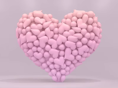 Pink Heart Shaped Photo Check In Spot With Small Hearts And Circles 3d model