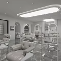 Modern Beauty Salon Interior With Hair Styling Chairs Reception Desk Mirrors And Plants