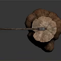 Old Fashioned Axe With Wooden Handle Stuck In Rough Round Tree Stump 3d model