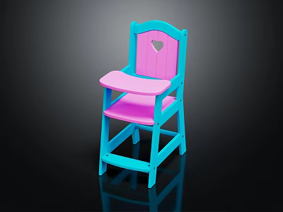 Stylish Kids Chair With Blue Frame Pink Tray And Heart Shaped Backrest 3d model